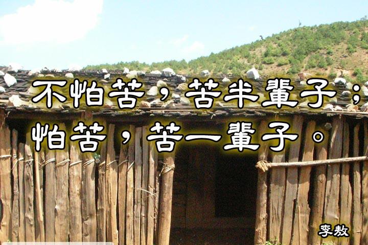 不怕苦，苦半輩子；
怕苦，苦一輩子。--李敖
