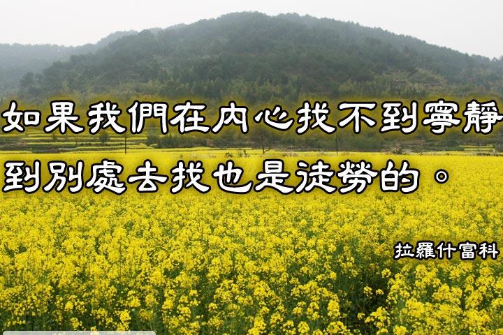 如果我們在內心找不到寧靜，
到別處去找也是徒勞的。--拉羅什富科