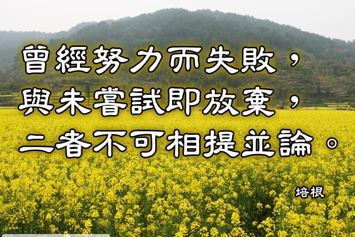 曾經努力而失敗，
與未嘗試即放棄，
二者不可相提並論。--培根