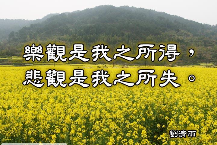 樂觀是我之所得，
悲觀是我之所失。--劉濟雨